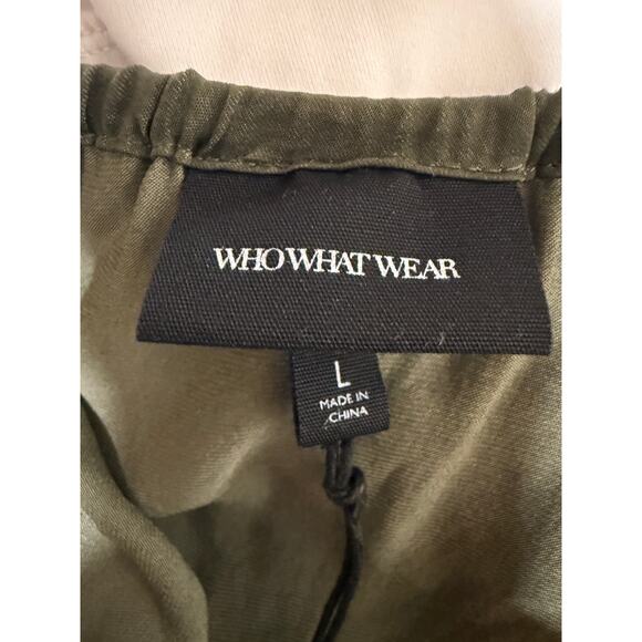 NWT WHOWHATWEAR Olive Green silky camisole with lace edging  Size Large - Picture 5 of 8